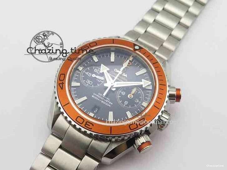 0423 Sophisticated Planet Ocean Master Chronometer Chrono SS OM 1:1 Best Edition Orange On SS Bracelet A 8156